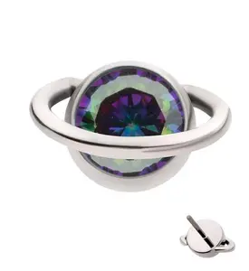 Orbit Black Aurora CZ Titanium Threadless Top