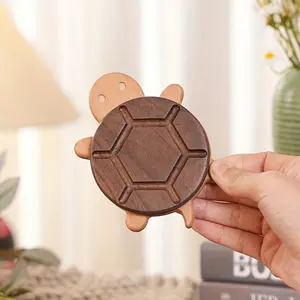 Handmade Magnetic Detachable Wooden Turtle Coaster, Heat Resistant Table Protector, Suitable for Tea Pots and Mugs, Kitchen Decor
