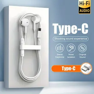 Type-C In-Ear Headphones, Noise Cancelling for Phone Calls, Compatible with iPhone 15/16 Pro Max, Samsung Galaxy S23/s22, USB-C Devices