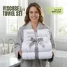 Premium Modern Stripe 8-Piece Multi-Size Cotton Blend Towel Set - 2 Bath, 2 Hand, 4 Washcloths, 600 GSM 97% Cotton 3% Viscose Soft Absorbent Linens, Easy-Care Bath & Spa Bathroom Towel Sets
