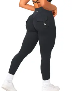Danysu Cargo Leggings for Women with Pockets V Waist Butt Lifting Workout Gym Leggin Soft