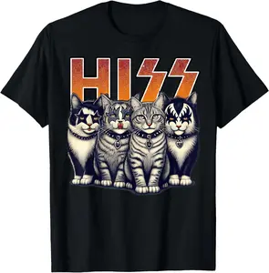 Hiss Funny Cats Kittens Rock Rockin Birthday Gifts Idea T-Shirt
