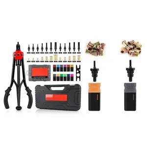 Rivnut Tool NT800 & 6-32 10-32 Mandrel Kit, 16" Rivet Nut Tool Auto Release Rivnut with 125 Assorted Nutsert kit, 14 SAE & Metric Mandrels for Metal & Automotive