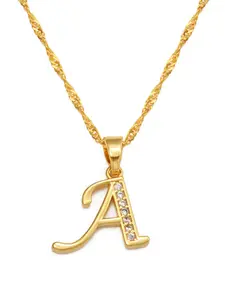 1pc A-Z Letters Necklaces Gold Color Alphabet Initial Pendant Chain Women Girl Cubic Zirconia English Letter Jewelry Gift