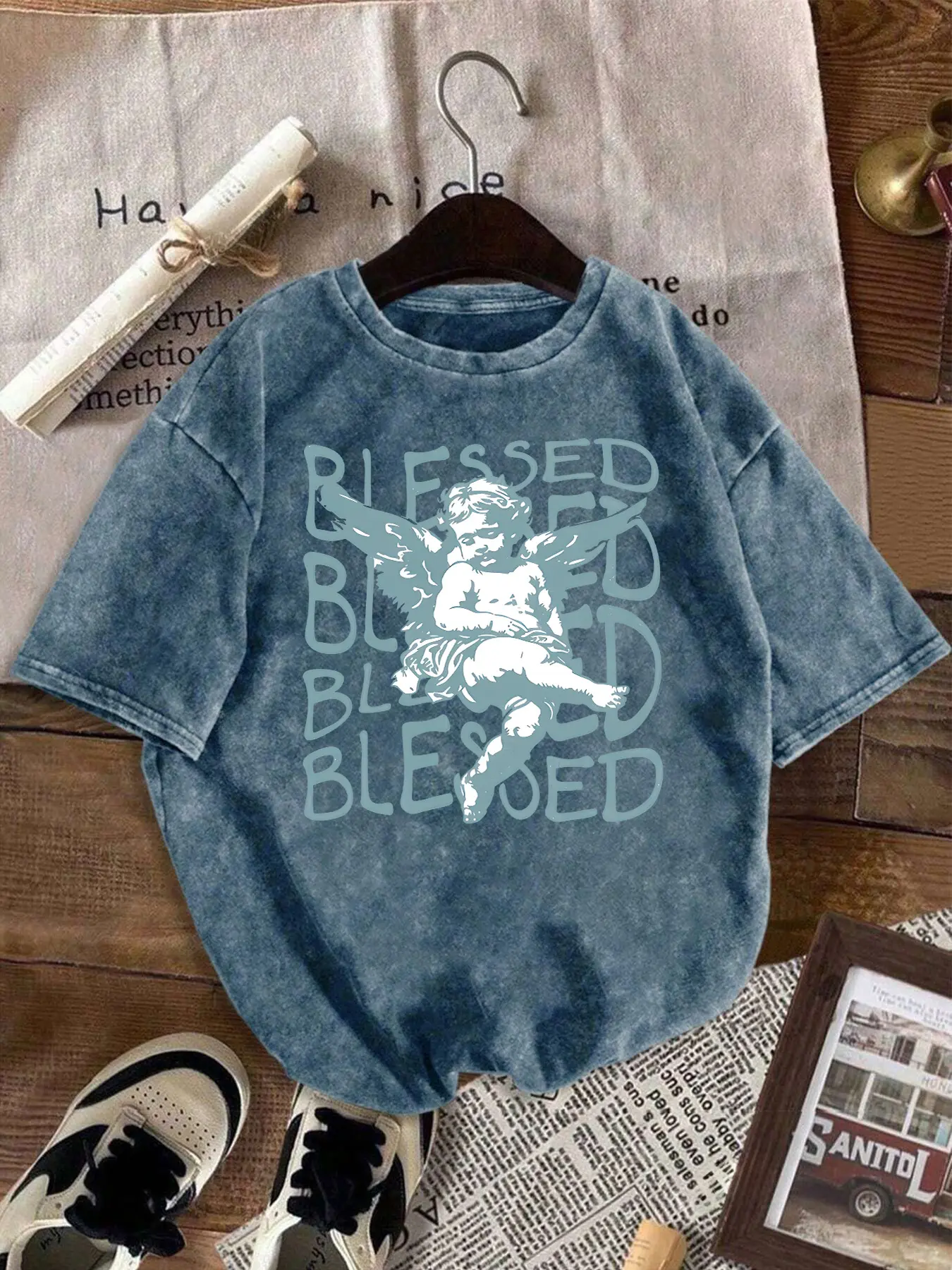 Plus Size, Valentine's Day Cupid Themed T-Shirt - Cute Cupid & Love Arrows Print, Casual Round Neck Tee, Valentine's for Her, Year-Round Comfortable Outfit, Machine Washable