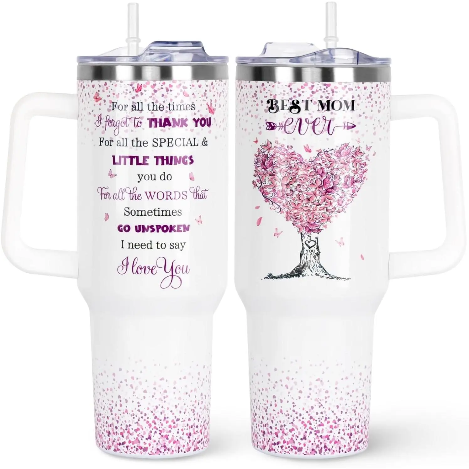 40oz Insulated Stainless Steel Water Bottle - Thermal Tumbler with Handle, Airtight Square-Turn Lid, Straw, Lightweight Kitchenware Drinkware, Portable Cup Insulator Water Bottle Gift for Mom (Mother's Day, Thanksgiving)