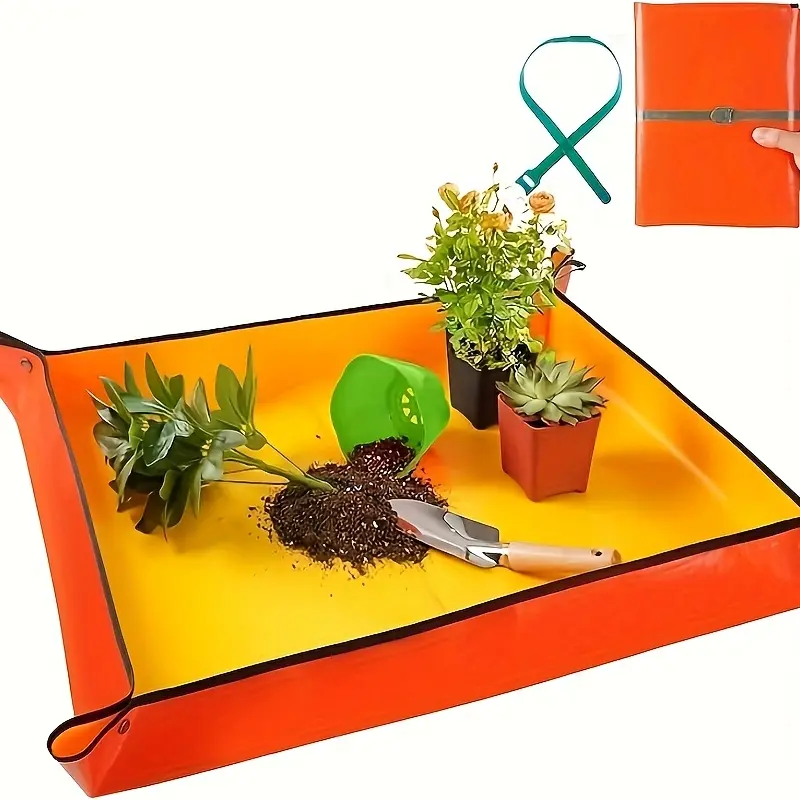 Rectangular Shape Succulent Care Mat - 39.37in x 39.37in Terra Cotta Single Layer Solid Waterproof Gardening Pad with StainGuard Tech, Foldable All-Season Work Station, Thick Anti-Slip Backing for Indoor/Outdoor Potted Plants