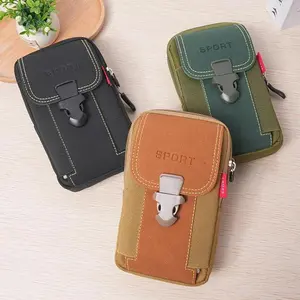 Men's Tactical Molle Waist Slip Pocket Phone Belt Pouch - Small Waist Bag for Outdoor Travel Use Hands-Free Carry - Ideal for Backpacks