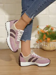 Women's Sporty Al-Gan Shoes, Spring & Fall Elegant Fashion Casual Round Toe Low Top Lace-Up Thick Sole Outdoor Running Shoes