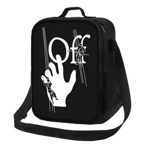 Off Hand Paint Lunch Bag White Letter Casual Street Style Lunch Box for Everyday Use