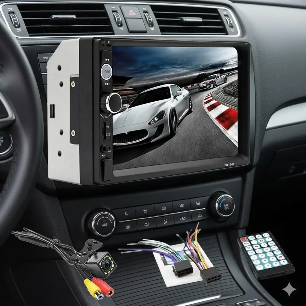 7-Inch Touchscreen Car Stereo: Bluetooth, Apple CarPlay & Android Auto, FM Radio, Hands-Free Calling, Steering Wheel Control, Backup Camera, USB/Tf/AuX inputs.