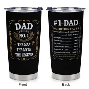 Best Dad Ever Tumbler - Insulated Stainless Steel Cup for Dad on Father's Day, Birthday, Christmas - Leak-Proof, Portable, Car-Friendly Drinkware Flask Water Bottle