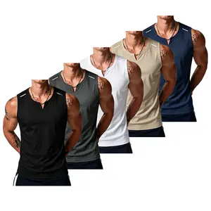 Summer essential 5-pack men’s solid-color quick-dry breathable tank tops—casual, versatile tops that are comfortable, breathable, and moisture-wicking, suitable for casual gatherings, gym workouts, outings, and hiking trips.fathersdaygift