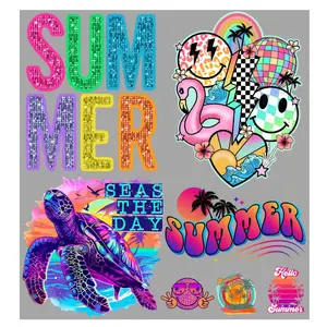 Summer Sample Gang Sheet  DTF Transfers Gang Sheet 22” wide x 24” long DIY Direct to Film T Shirt Transfers