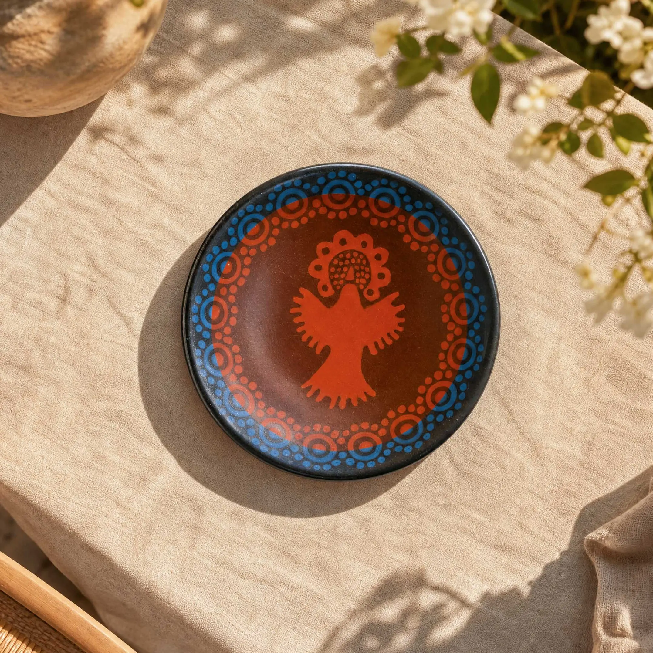 Zinapécuaro Small Ceramic Plate - Handmade Clay, Artisanal Painted, Kitchen Tableware