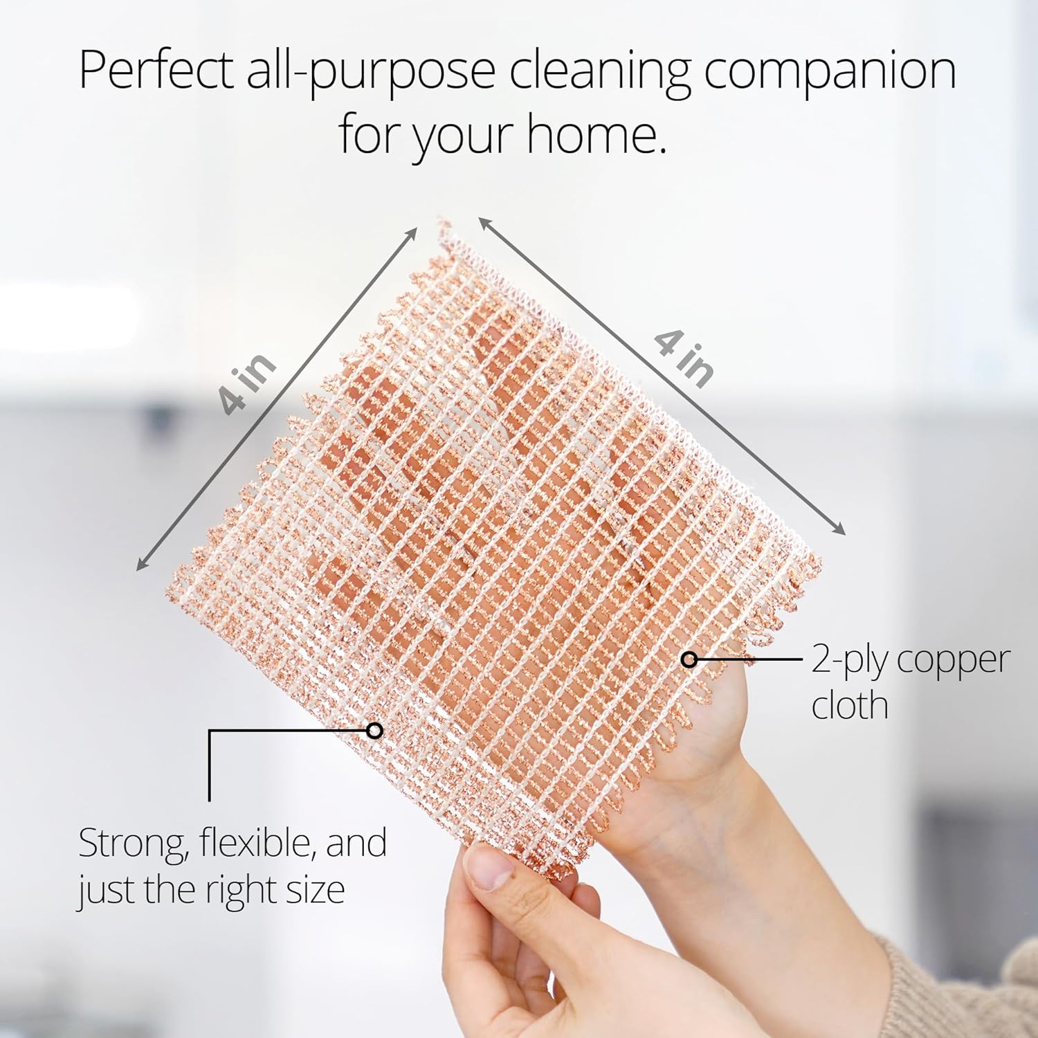 Copper Scrubbing Pads 3 Pack | 2-Ply Non-Abrasive Metal Mesh Scrubber | Reusable Copper Cleaning Cloth for Stainless Steel, Pots, Pans, Cast Iron | Kitchen Supplies Dishwashing Tools