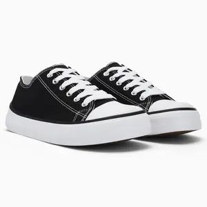 AKK Women's Black Low Top Wide Toe Canvas Shoes - Breathable Lightweight Casual Sneakers with Non-Slip Sole & Soft Cushioned Insole for Everyday Wear Comfortable Classic Lace-Up Runner Trainer