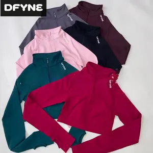 DFYNE short-sleeved half-zip long-sleeved top, breathable and stretchy, won't cause sweating, perfect for running, yoga, and casual wear.
