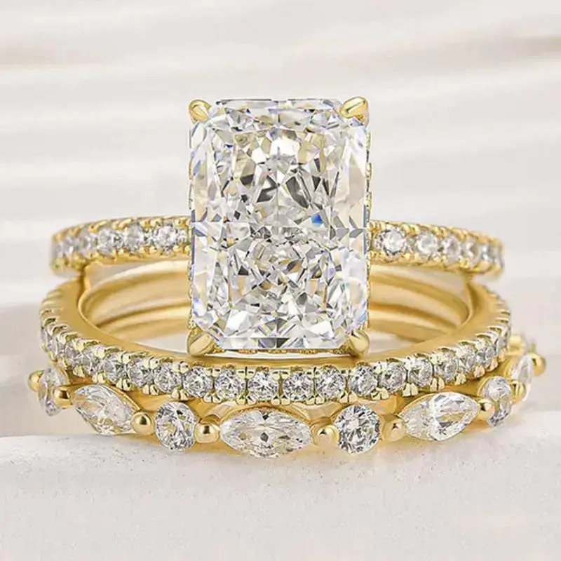 925 4CT Radiant Cut D VVS1 Moissanite Ring for Women-Engagement Wedding Gift 925 4CT Radiant Cut D VVS1 Moissanite Ring for Women-Engagement Wedding Gift