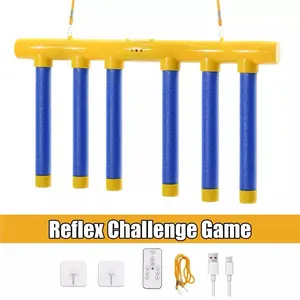 Stick Game Challenge - Reflex Challenge Game with Blue Handles and Yellow Feet, Includes Power Adapter and USB Cable