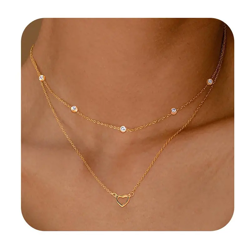 Golden zircon necklace with smooth surfa