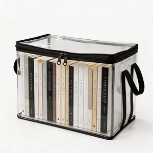 Thickened Clear Storage Bin, Waterproof Heavy-Duty Organizer, Stackable for Home, Moving & Travel black pvc