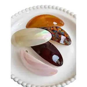 5 Pack French Style Acrylic Hair Barrettes for Women – Large Oval Tortoise Shell Hair Clips, Non-Slip Strong Hold Hair Accessories for Thick & Thin Hair,summerwins