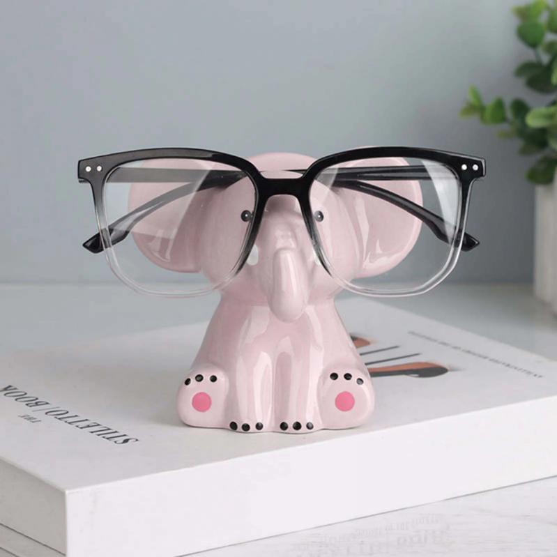 Cute Elephant Animal Shape Glasses Holder Eyeglass Display Stand Decorative Storage Rack for Office Desk Nightstand