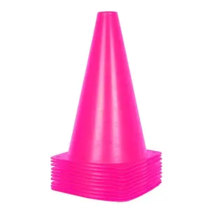 9 inch Traffic Cones, Plastic Sport Cones, Pink Soccer Training Cones for Outdoor Activity & Festive Events (Sets of 10/15/ 20)
