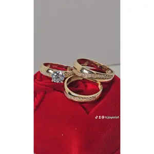 14K Gold Wedding Ring Set for Couple - Anillos de Boda Set 14k