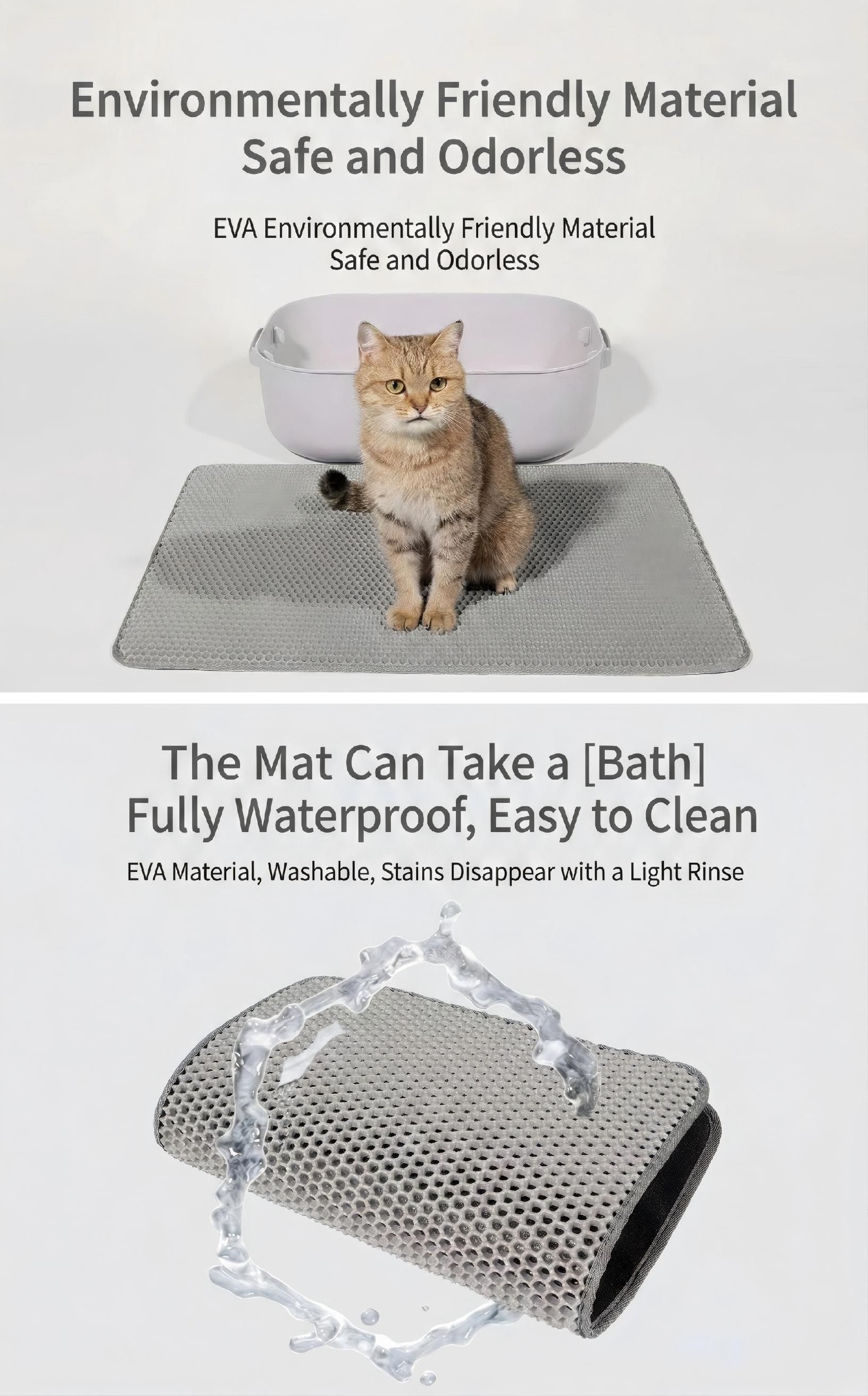 Cat - Litter - Mat 22x15.7-Inch Waterproof Dual-Layer Honeycomb Design for Effective Litter Trapping Slip-Resistant Mat