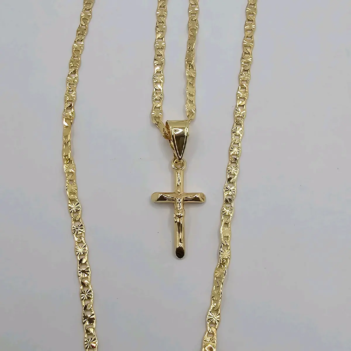 Christ on the cross SMALL cross necklace fashion style gold-plated 18"inches