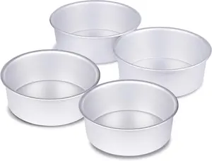 4 x 2 inch Round Cake Pan Set of 4, Aluminum Baking Pans for Mini Cakes, Heavy Duty Non-Stick, Evenly Baking Tools for Home Kitchen, Birthday Wedding Anniversary