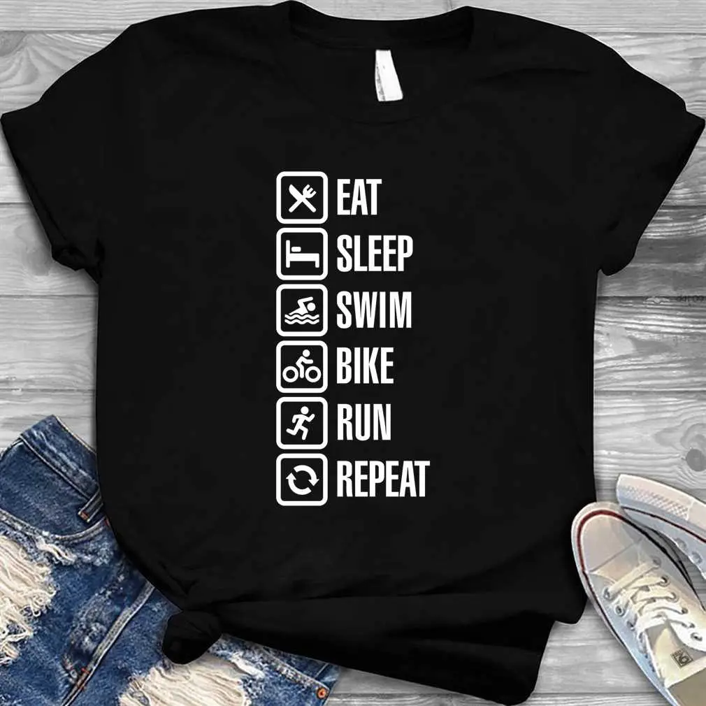 Eat Sleep Swim Bike Run Repeat - Triathlon T-Shirt