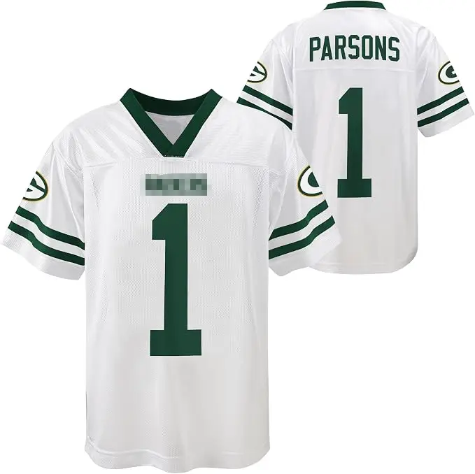 Football Jersey #1 Parsons - Authentic Game Day White Green Fan Apparel Shirt