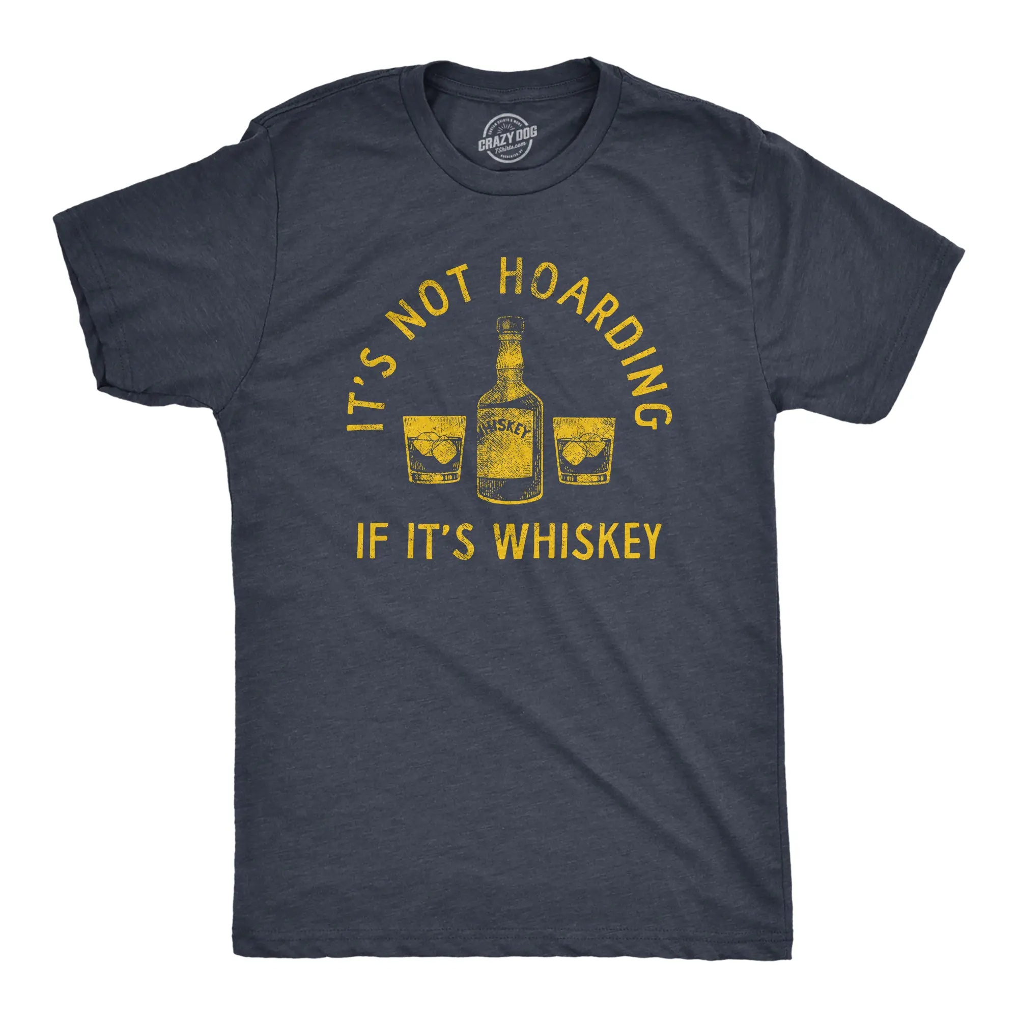 Mens Its Not Hoarding If Its Whiskey T Shirt Funny Liquor Drinking Lovers Tee for Guys Mens Funny T Shirts Cool Vintage Fashion T-Shirt Gift Classic Menswear Drinking Apparel for Men Funny Liquor Short Sleeve Navy -