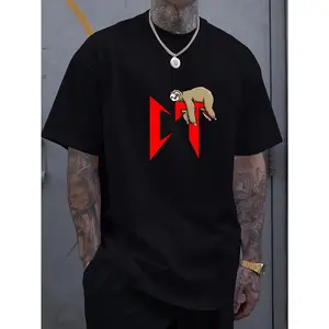 Sloth Print T-Shirt, Men's T-Shirt, Summer Casual Short Sleeve T-Shirt Menswear Tops