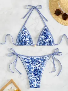 SILIX Dreamy European Summer Bikini - Floral Print 2-Piece Bathing Suit for Beach Vacation & Pool Party