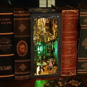 (Tarot Card Reading)DIY Book Nook Kit, 3D wooden jigsaw DIY Mini House Kit, Bookshelf insert decoration, DIY Dollhouse bookend Mini House favorite gift crafts for teens and adults block kit building  block  set