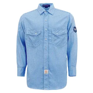 6.5OZ Printed Plaid Shirts With Pearl Snap-0916