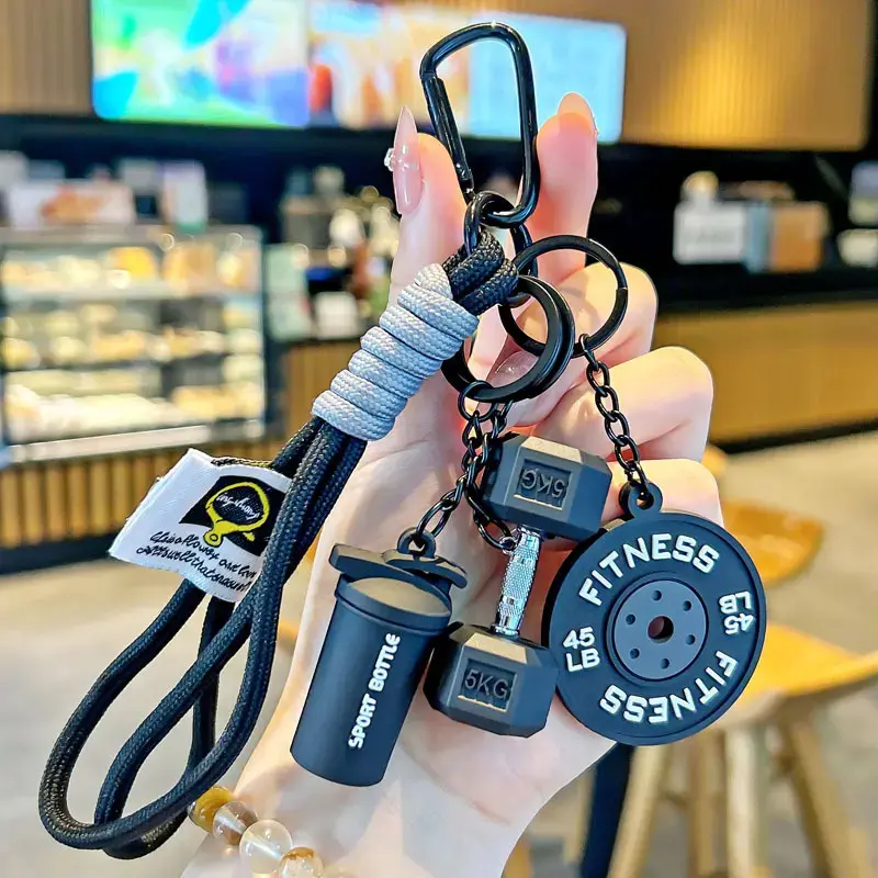 New Fitness Keychain Set,MSilicone Dumbbell Kettlebell Weight Plate Keychains,Cute Keychain Gym Accessories for Men Women Keychain Gift High Quality Fashion Jewelry Jew,Available in Three Colors