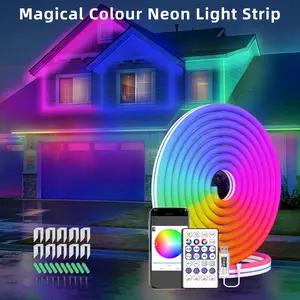 USB power flexible magical rainbow neon light strip - application program and voice control LED lights, 16 million colors, multi-functional indoor/outdoor decoration for Halloween, Christmas, birthday parties, and neon party decorations lamps