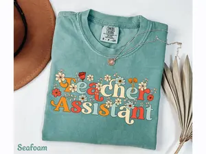 Teacher Assistant Shirt, Gift for Teacher Assistant, Spring Summer Floral Teacher Aid Shirt for Substitute Teacher Shirt, Comfort Colors Tee