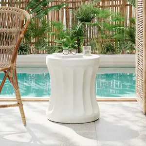 Christopher Knight Home ®   Outdoor Round Concrete Antique White Side Table,Living Room Mgo End Table