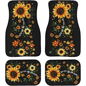 Sunflower Car Floor Mats Universal Fit Auto Floor Mat Set of 4 You are My Sunshine Car Accessories Dog Paws Print Mats ﻿