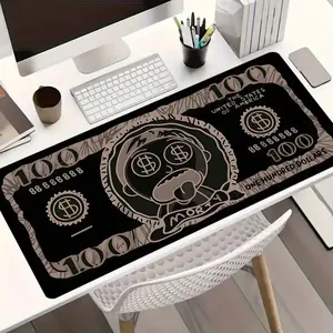 1pc Cartoon Dollar Bill Character Large Gaming Mouse Pad, Funny Money Fan Art Extended Desk Mat,Office Desk Accessories Non-Slip Stitched Edge Computer Mat ,Rubber Base Laptop Keyboard Pad for Home Office & Gamer,Durable and Spill-Resistant,Ideal Gift