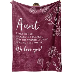 Aunt Gifts for Mothers Day, Aunt Birthday Gifts, Auntie Gift Ideas, Gifts for Aunts from Niece Nephew, to My Aunts Throw Blanket 50" x 60", Burgundy
