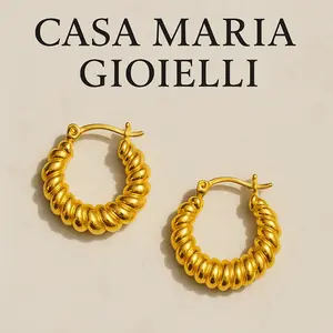 Nodo di Luce Gold Twisted Hoops - AU750 18K Solid Real Gold Twisted - Casa Maria Gioielli