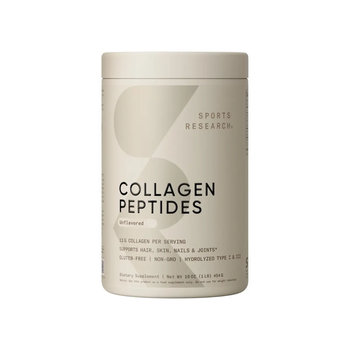 Sports Research Collagen Peptides - Hydrolyzed Type 1 & 3 Collagen Powder Protein Supplement for Healthy Skin, Nails, & Joints - Easy Mixing Vital Nutrients & Proteins, Collagen for Women & Men
