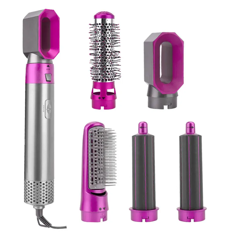 5-in-1 LiteStyle Ultra-Lightweight Hot Air Brush - Hot Air Comb, Hair Straightener, Automatic Curler, Gentle Styler, High-Temp Plastic Parts, Handle Attachment, 30-Day Warranty (Beauty & Personal Care Hair Styling Appliance)